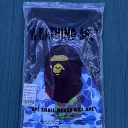 BAPE ABC Camo Big Ape Head Tee 'Black/Blue' Size S