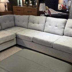2-Piece Reversible Sectional with Drop-Down Cup Holders
