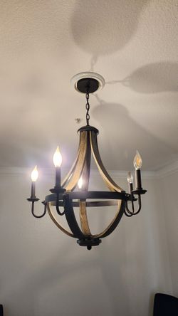 5 Light Chandelier Black N Light Gray / Brown 