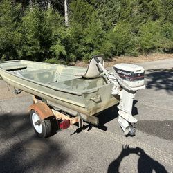 Jon Boat with 15 hp motor and trailer 