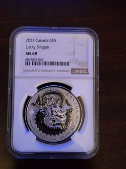 2021 Canada S$5 Lucky Dragon MS69 1oz Silver Coin