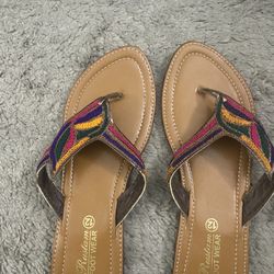 Hand Made Embroidered Sandals Size 7$18 Each 