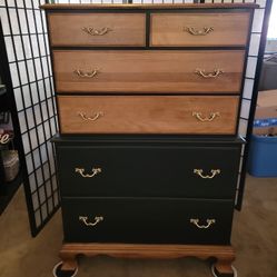 Beautiful Black And Wood Dresser