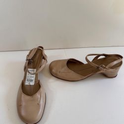 Reaction Kennet Cole Wedge Heels Shoes Cream Tan  Leather Size 10 M