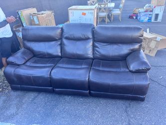 Dark Brown Leather Reclining Sofa