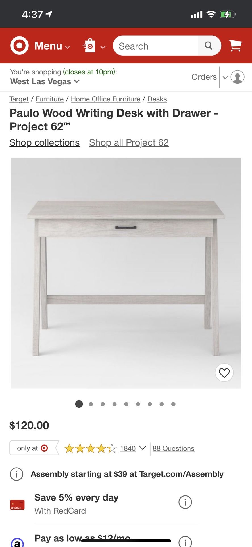 Paulo Wood Writing Desk with Drawer - Project 62â„¢