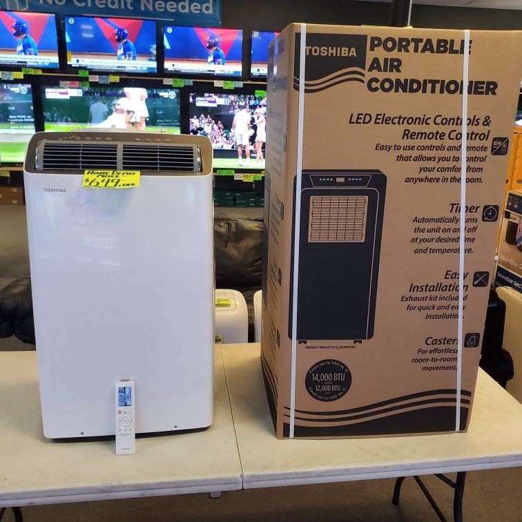TOSHIBA PORTABLE AC 14K BTU 550 SQ FT MANY AVAIL IN BOX COMPLETE ALL ACC WITH WARRANTY - TAX ALREADY INCL IN THE PRICE OTD - PAYMENT PLANS AVAIL