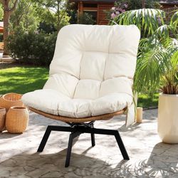 Outdoor Wicker Swivel Chair,360°Oversized Patio