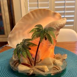 Vintage; Mid-Century Modern,;Retro Conch Sea Shells TV Lamp Night Light; with Beach Shells,;light Works Perfectly 