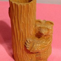 Wooden Flower Vase Bear Decor 😍