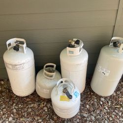 Propane Tanks - 3 - 100 lb tanks and 2 - 20 lb tanks - $50, $20, or $190 for all