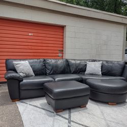 *FREE DELIVERY!* IKEA VRETA LEATHER CUDDLER SECTIONAL w/Double Ottoman