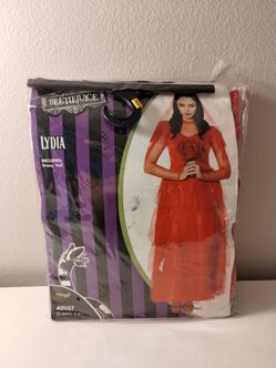 Spirit Halloween Beetlejuice Lydia Bride Costume Womens Red Small 4-6 Dress Veil