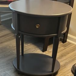 Blue-Grey Oval End Table