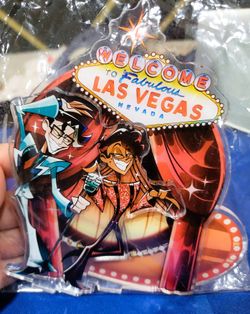 Hazbin Hotel Murdermedia Alastor and Vox Las Vegas Acrylic Stand