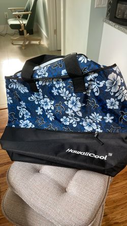 Hawaii Cool Floral Print Brand New Duffel, Polyester, Lined Waterproof, Outside Zipper Pocket 18”x25 1/2”