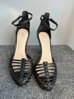 Wittner black leather cage strappy stiletto pumps size 40 / 9