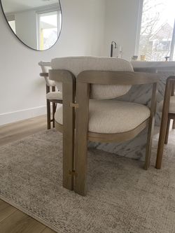 Beige Cream Chairs With Solid Wood Legs 4 Total
