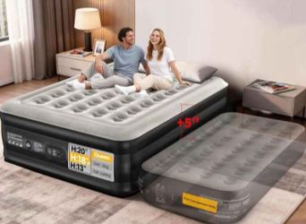 OhGeni Queen Air Mattress with Built in Pump, 18"