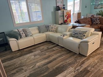 White modern genuine leather sectional