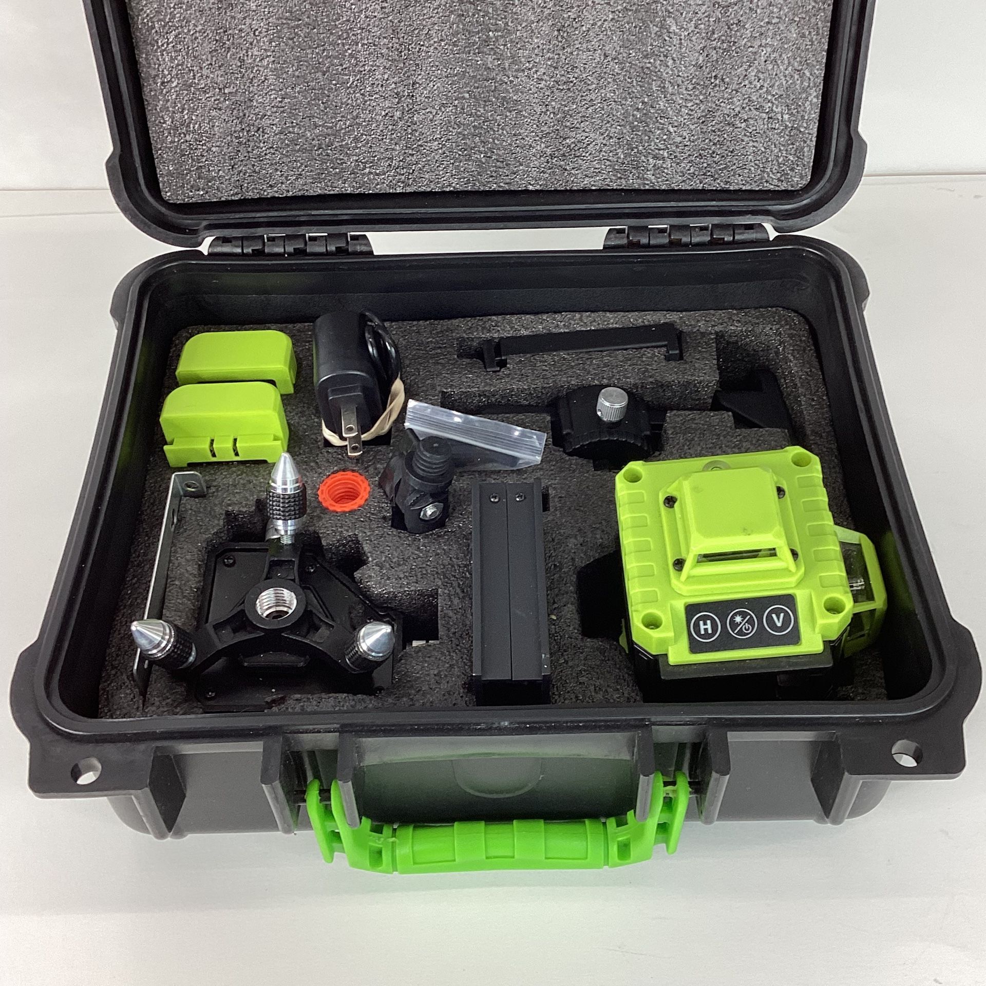 16 Line Laser Level 360 Self Leveling - 4x360 Professional 4D Green Cross Line W/2 Batteries, Remote, Tripod, Case