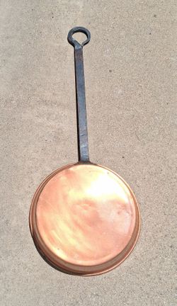 Vintage 9" Copper Sauté Pan Cast Iron Handle & Tin Lined