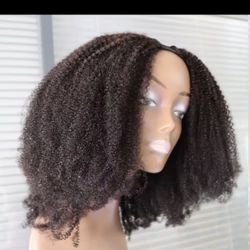 Aliexpress Tight 4C Curly Virgin Remy Human Hair U Part Wig Afro Kinky Curly Short Brazilian Hair V Part Wig Real Human Hair