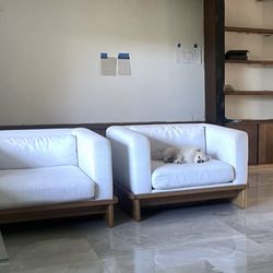 SET OF 2 CB2 TABLON SNOW CHAIRS PERFORMANCE FABRIC- Price Per Chair