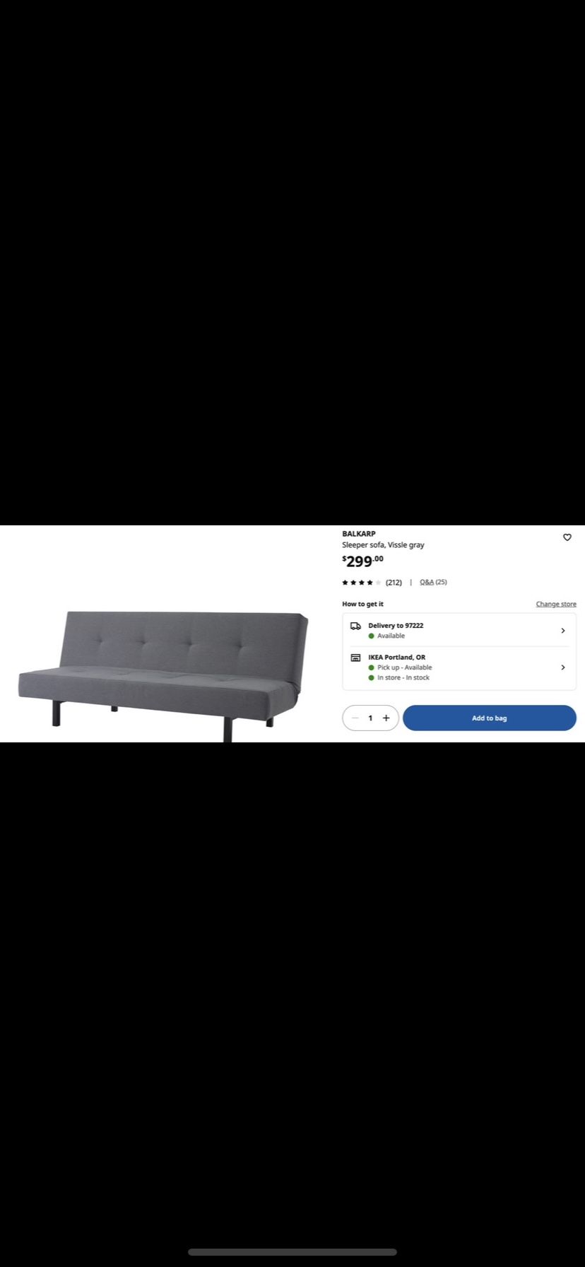 GRAY COMFY SLEEPER SOFA - ASAP Pick Up By Thursday Night (moving Friday 9/12)