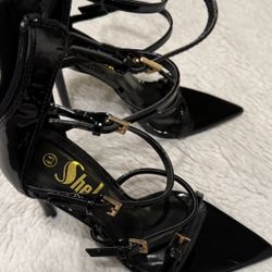 Women’s Pointed Open Toe Ankle Strap High Heels Shoes