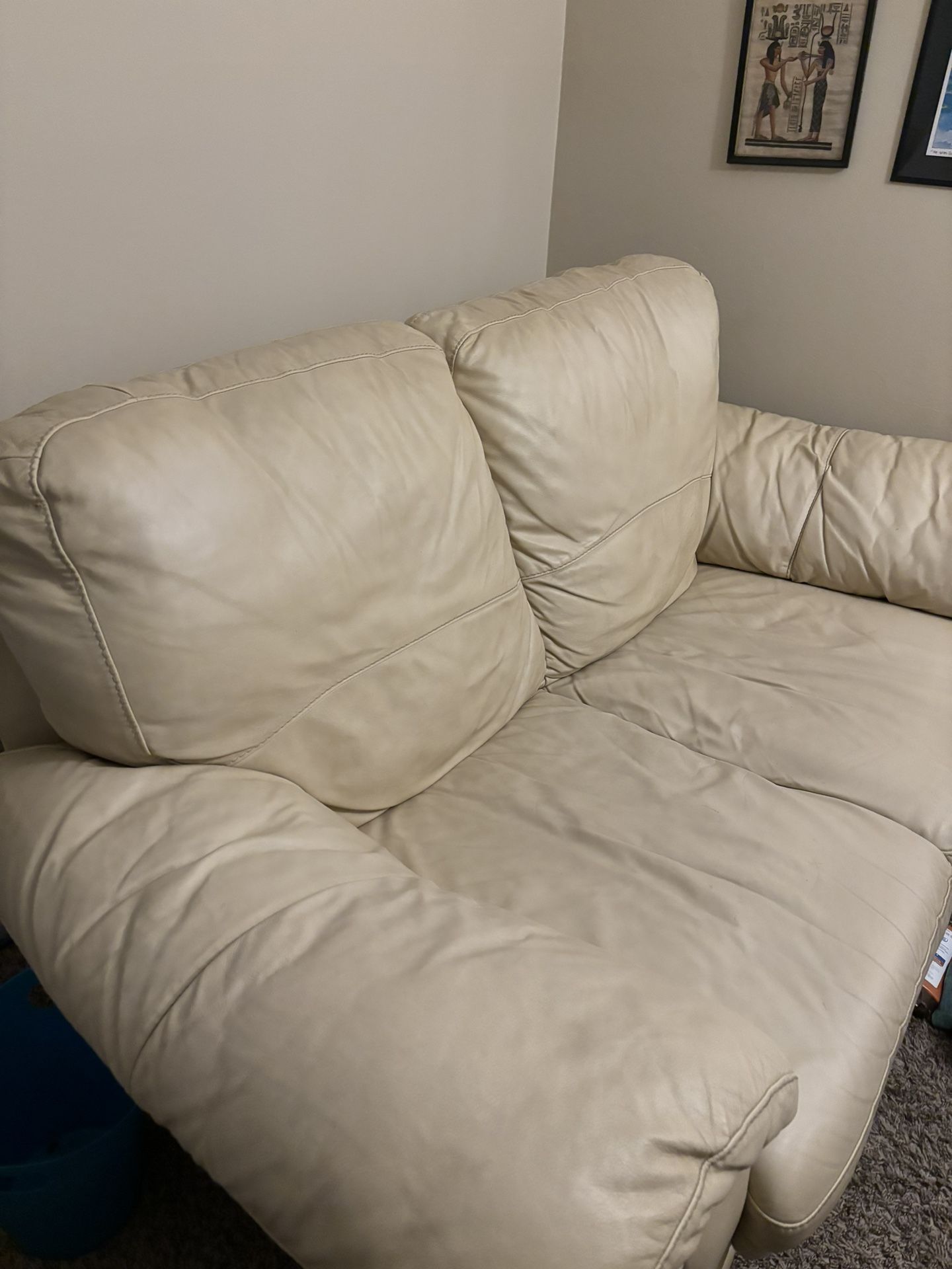 Cream Love Seat (real Leather)
