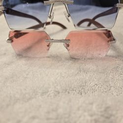 Luxury 2023 Rhinestone Rimless Shades – Square Cut Vintage Glam Sunglasses 😎