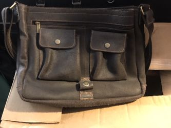 Leather computer shoulder bag