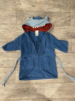 Hooded Bathrobe Or Swim Robe towel (blue Shark Size 3/4)