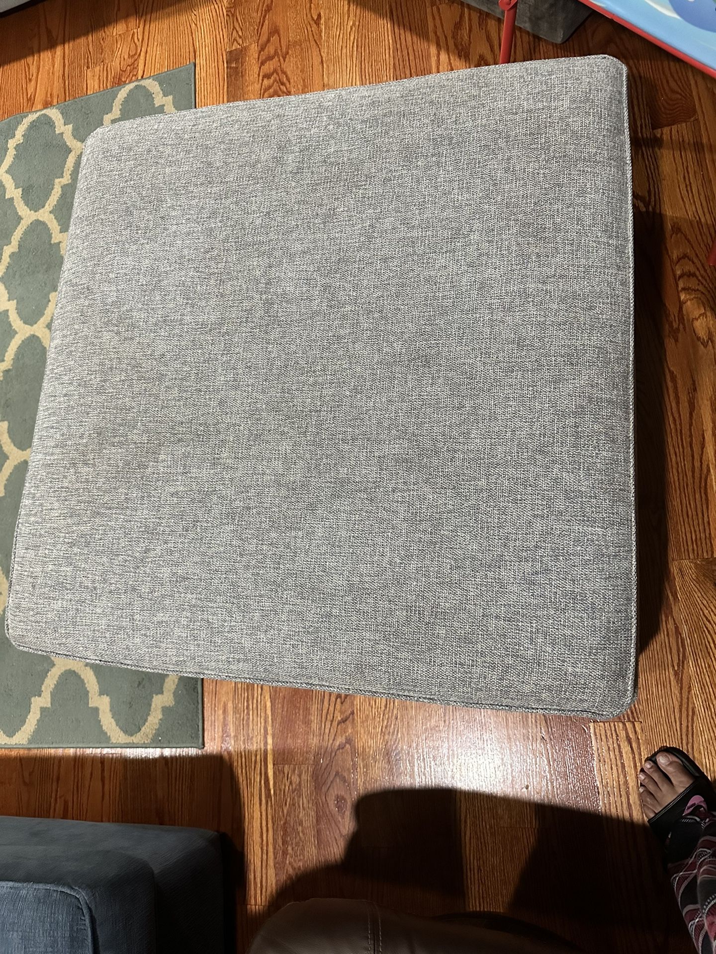 Grey Fabric Storage Ottoman 
