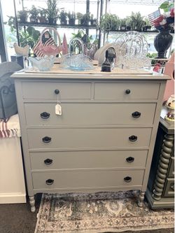 Newly Refinished Light Gray Tall Dresser