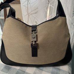 Genuine Gucci Jackie Leather And Canvas Bag( Vintage)