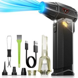 Compressed Air Duster, 180,000 RPM Mini Electric Air Duster – with LED Light, Cordless Air Blower, Rechargeable, Stepless Speed for Keyboard, PC, Lapt