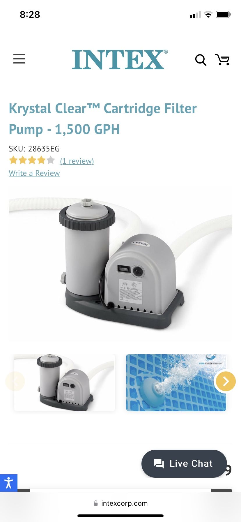 Krystal Clear™ Cartridge Filter Pump 1,500 GPH Includes 2 FREE Filters