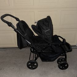 Babyjoy Double Stroller Foldable Baby Twin Lightweight Travel Stroller Infant Pushchair Black