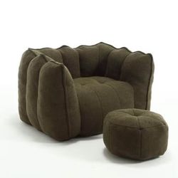 New in box 42.5 in. W Square Arm Bean Bag Velvet Lazy Square Sofa with Ottoman