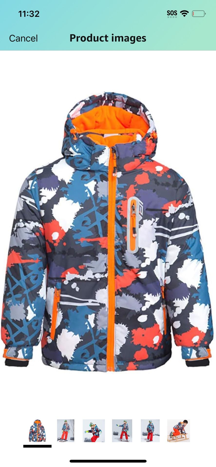 Boys Ski Jacket Colorful Waterproof Insulated Snow Coat Windproof Unisex Winter Outdoor Coats Size 12@Clo