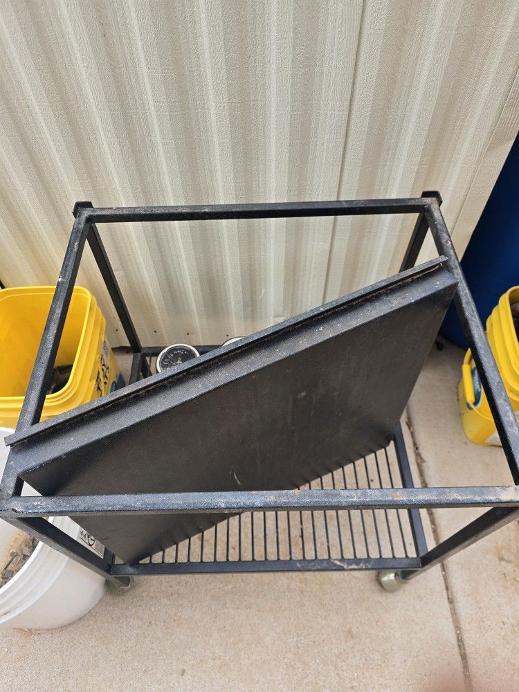 Rolling Cart Frame For A Bird Cage With BonusCeramic  Feed Bowls
