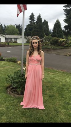 Beautiful peach pink prom dress