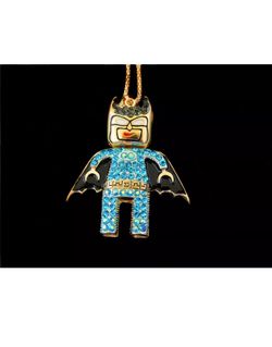 Crystal Blue Batman Necklace (Big Pendant)(Head Moves)