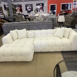 Brooklyn Ivory Boucle LAF Chaise Sectional /Comfy Sectional Sofá Cómodo