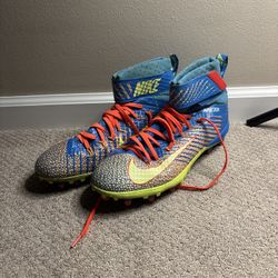 Nike Lunarbeast Elite TD Nikeskin Blue Red Mens Football Cleats Size 11