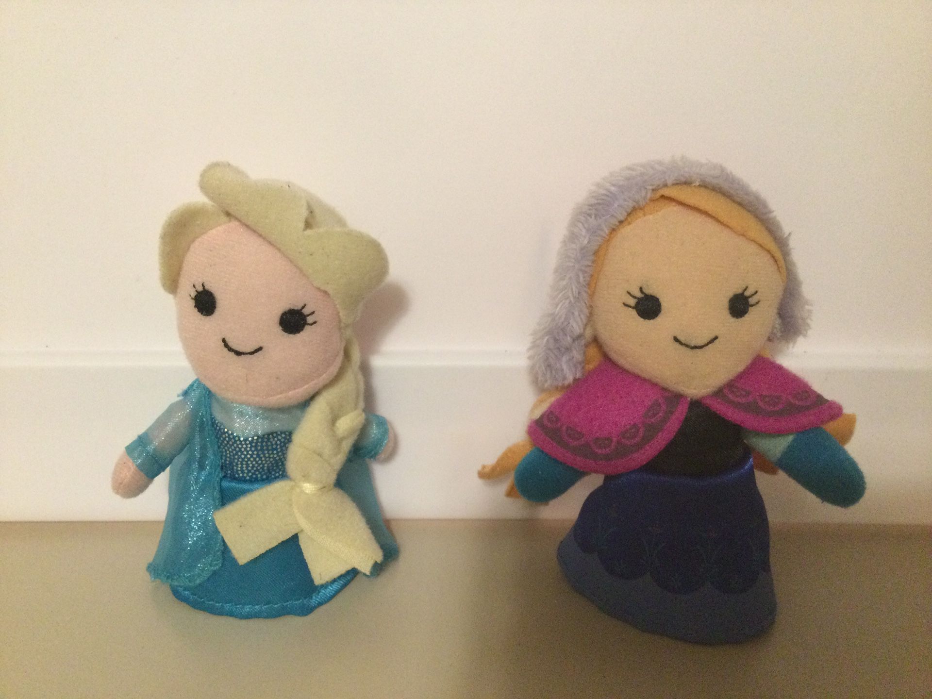 Elsa and Anna  fabric dolls 4” so cute!