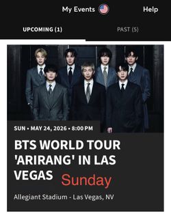BTS WORLD TOUR 'ARIRANG' IN LAS VEGAS Allegiant Stadium - Las Vegas, NV Sunday May 24th  Meet up In Person ONLY