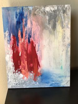 Original Modern abstract painting on wood canvas